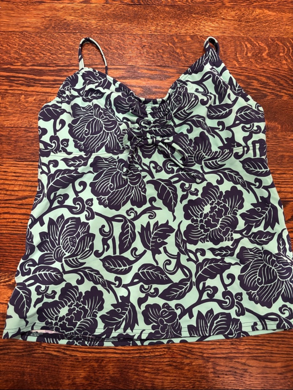Lands' End Women's Swim Camisole - Blue and Green Floral